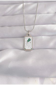 316L Çelik Gümüş Renk Beyaz Mineli Tarot Kolye