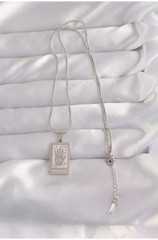 316L Çelik Gümüş Renk Pembe Mineli El Figür Tarot Kolye