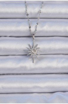 316L Çelik Zincir Gümüş Renk Zirkon Taşlı Kutup Yıldızı Kolye