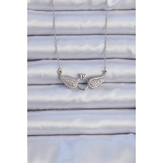 316L Çelik Zincir Gümüş Renk Kanatlı Tektaş Kolye 316L Çelik Zincir Gümüş Renk Kanatlı Tektaş Kolye