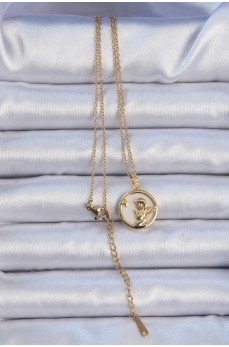 316L Çelik Zincir Altın Renk Zirkon Taşlı Mineli Melek Kolye 316L Çelik Zincir Altın Renk Zirkon Taşlı Mineli Melek Kolye