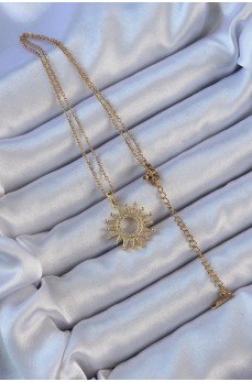 316L Çelik Zincir Altın Renk Zirkon Taşlı Parlayan Güneş Kolye 316L Çelik Zincir Altın Renk Zirkon Taşlı Parlayan Güneş Kolye