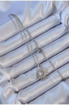 316L Çelik Zincir Gümüş Renk Zirkon Taşlı Parlayan Güneş Kolye 316L Çelik Zincir Gümüş Renk Zirkon Taşlı Parlayan Güneş Kolye