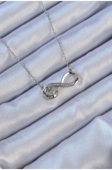 316L Çelik Zincir Gümüş Renk Zirkon Taşlı Minimal Kalp Figür Sonsuzluk Kolye