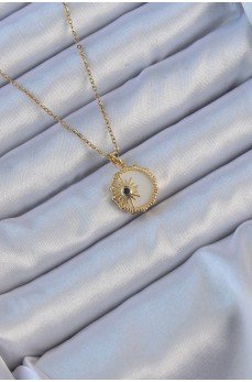 316L Çelik Altın Renk Zirkon Taşlı Mineli Kutup Yıldızı Kolye