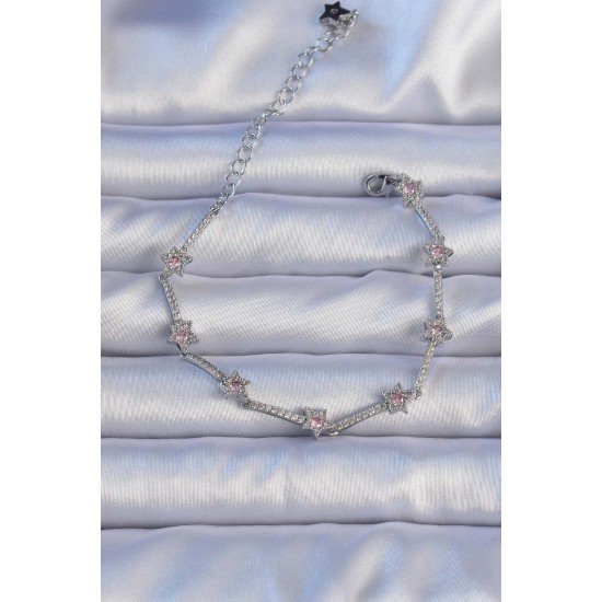 Vip Seri Pirinç Gümüş Renk Zirkon Taşlı Halley Yıldız Model Bileklik Vip Seri Pirinç Gümüş Renk Zirkon Taşlı Halley Yıldız Model Bileklik