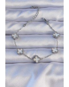 316L Çelik Gümüş Renk Sedefli Baby Boy Yonca Model Bileklik