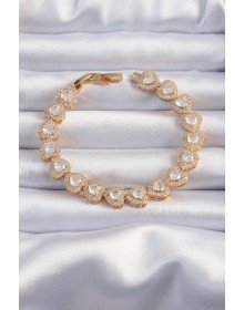 Pirinç Vip Seri Gold Renk Zirkon Taşlı Kalp Model Bileklik