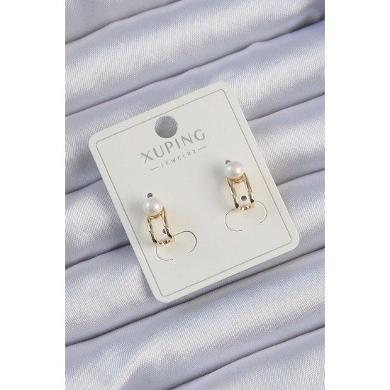 Xuping Gold Renk İnci Taşlı Halka Küpe Xuping Gold Renk İnci Taşlı Halka Küpe