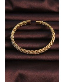 316L Çelik Altın Renk Kalın Yassı Örgü Model Erkek Bileklik