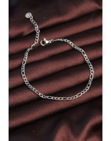 316L Çelik Gümüş Renk Kuş Gözü Erkek Zincir Bileklik