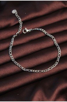316L Çelik Gümüş Renk Kuş Gözü Erkek Zincir Bileklik