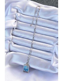 316L Çelik Zincir Gümüş Renk Mavi Mineli Ay Figür Tarot Kolye