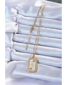 316L Çelik Zincir Altın Renk Mineli Zirkon Taşlı Göz Figür Tarot Kolye