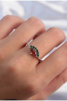 Pirinç Gümüş Renk Renkli Zirkon Taşlı Ayarlanabilir Karpuz Model Yüzük Pirinç Gümüş Renk Renkli Zirkon Taşlı Ayarlanabilir Karpuz Model Yüzük