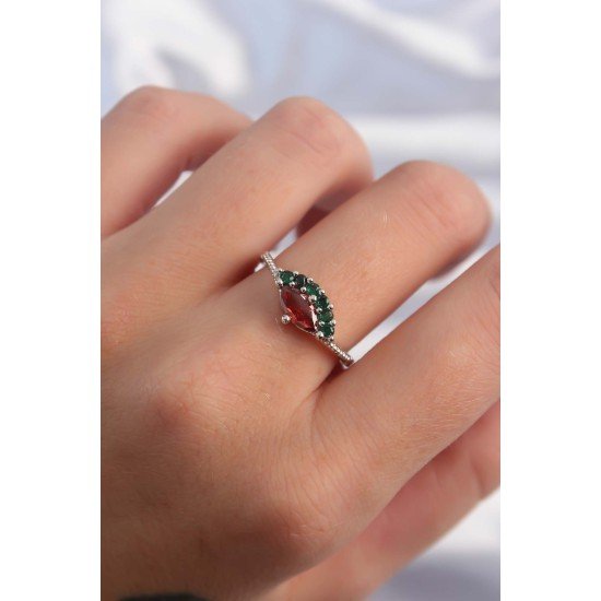 Pirinç Gümüş Renk Renkli Zirkon Taşlı Ayarlanabilir Karpuz Model Yüzük Pirinç Gümüş Renk Renkli Zirkon Taşlı Ayarlanabilir Karpuz Model Yüzük