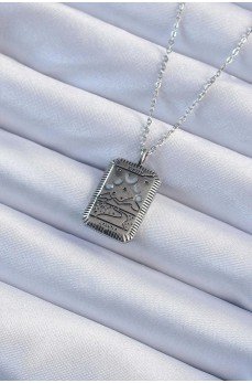316L Çelik Zincir Eskitme Gümüş Renk Ay Figürlü Tarot Kolye