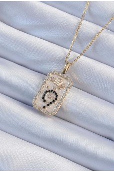 316L Çelik Zincir Altın Renk Zirkon Taşlı Minimal Papatya Figürlü Tarot Kolye