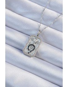 316L Çelik Zincir Gümüş Renk Zirkon Taşlı Minimal Papatya Figürlü Tarot Kolye