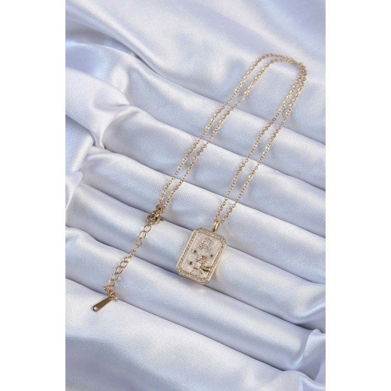 316L Çelik Zincir Altın Renk Zirkon Taşlı Aslan Figürlü Tarot Kolye 316L Çelik Zincir Altın Renk Zirkon Taşlı Aslan Figürlü Tarot Kolye