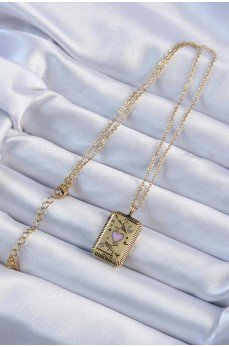 316L Çelik Zincir Eskitme Altın Renk Pembe Mineli Kalp Figürlü Tarot Kolye 316L Çelik Zincir Eskitme Altın Renk Pembe Mineli Kalp Figürlü Tarot Kolye