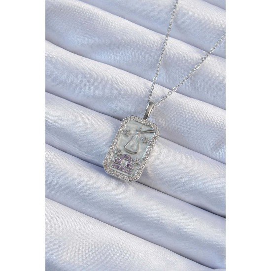 316L Çelik Zincir Gümüş Renk Lila Zirkon Taşlı Tarot Kolye 316L Çelik Zincir Gümüş Renk Lila Zirkon Taşlı Tarot Kolye