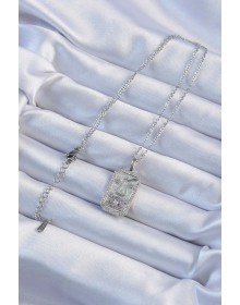 316L Çelik Zincir Gümüş Renk Lila Zirkon Taşlı Tarot Kolye