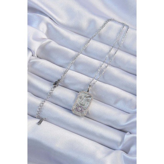 316L Çelik Zincir Gümüş Renk Lila Zirkon Taşlı Tarot Kolye 316L Çelik Zincir Gümüş Renk Lila Zirkon Taşlı Tarot Kolye