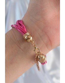 Pembe Renk Zirkon Taşlı İpli Çoklu Bileklik