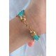 Turkuaz Renk Kar Tanesi Figür Zincir Detay İpli Çoklu Bileklik