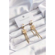 316L Çelik Altın Renk İtalyan Zincirli Yonca Model Halka Küpe 316L Çelik Altın Renk İtalyan Zincirli Yonca Model Halka Küpe