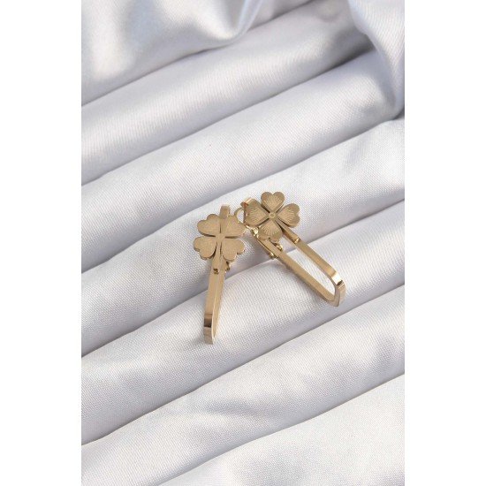 316L Çelik Altın Renk Geometrik Yonca Model Küpe 316L Çelik Altın Renk Geometrik Yonca Model Küpe