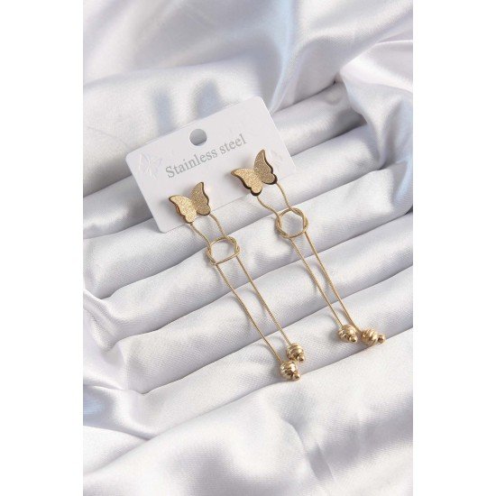 316L Çelik Altın Renk Sallantılı Düğüm Model Kelebek Küpe 316L Çelik Altın Renk Sallantılı Düğüm Model Kelebek Küpe