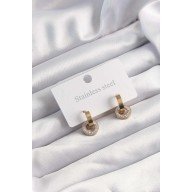 316L Çelik Altın Renk Zirkon Taşlı Halka Model Küpe 316L Çelik Altın Renk Zirkon Taşlı Halka Model Küpe