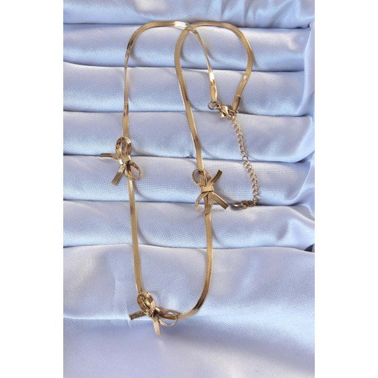 316L Çelik Altın Renk İtalyan Zincirli Fiyonk Kolye 316L Çelik Altın Renk İtalyan Zincirli Fiyonk Kolye