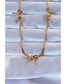 316L Çelik Altın Renk İtalyan Zincirli Fiyonk Kolye