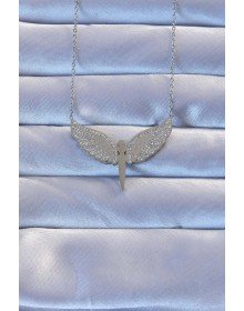 316L Çelik Gümüş Renk Zirkon Taşlı Mikail Kolye