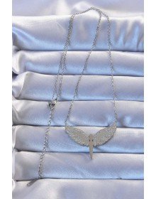 316L Çelik Gümüş Renk Zirkon Taşlı Mikail Kolye