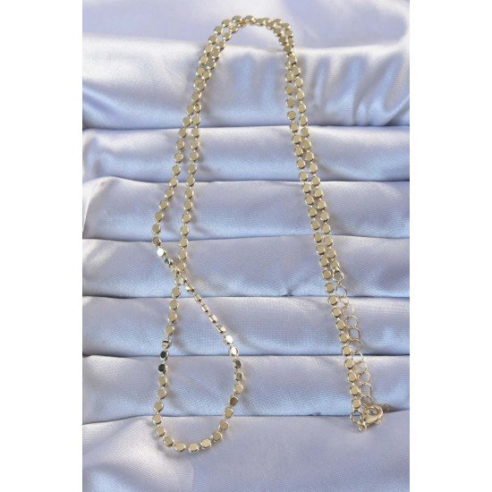 Pirinç Gold Renk Parçalı Ezme Kolye