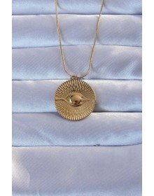 316L Altın Renk İşlemeli Göz Kolye