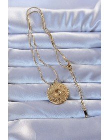 316L Altın Renk İşlemeli Göz Kolye