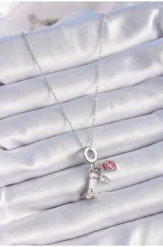 316L Çelik Gümüş Renk Eyfel Kule Fotoğraf Makinesi Model Charm Kadın Kolye