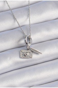 316L Çelik Gümüş Renk Kalp Detay Mektup Figür Charm Model Kadın Kolye