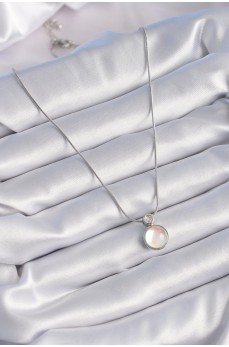 316L Çelik Gümüş Renk Beyaz Sedefli Vintage Model Kadın Kolye