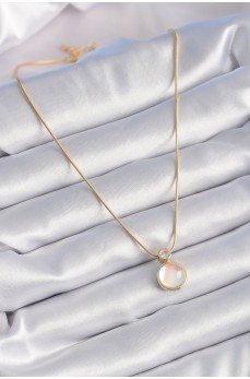 316L Çelik Gold Renk Beyaz Sedefli Vintage Kadın Kolye