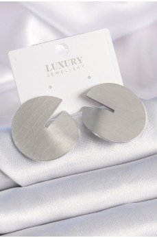 Pirinç Gümüş Renk Daire Plaka Model Kadın Küpe Pirinç Gümüş Renk Daire Plaka Model Kadın Küpe