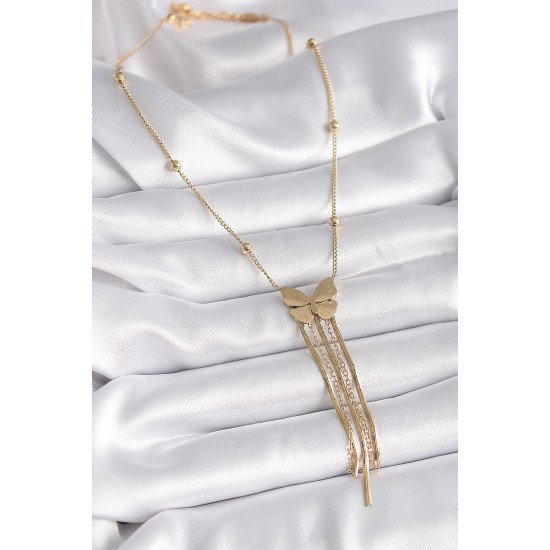 316L Çelik Gold Renk Kelebek Figür Sallantı İtalyan Zincirli Kadın Kolye 316L Çelik Gold Renk Kelebek Figür Sallantı İtalyan Zincirli Kadın Kolye