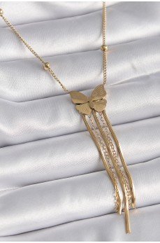 316L Çelik Gold Renk Kelebek Figür Sallantı İtalyan Zincirli Kadın Kolye