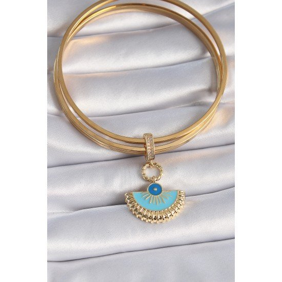 Pirinç Gold Renk Nazar Boncuklu Ajda Charm