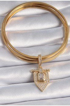 Pirinç Gold Renk Baget Zirkon Taşlı Ajda Charm Pirinç Gold Renk Baget Zirkon Taşlı Ajda Charm